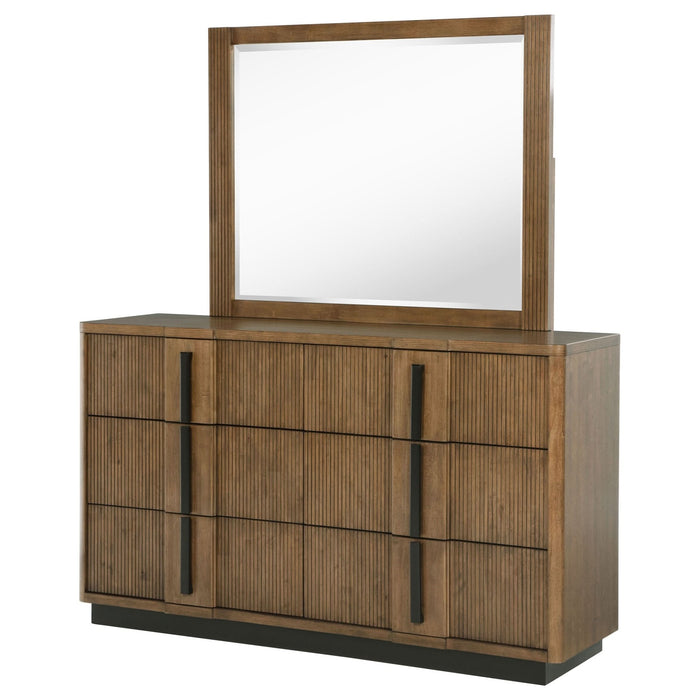 Terrace 6 - drawer Dresser and Mirror Ash Brown - Walo Furniture