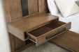 Terrace Eastern King Wall Panel Storage Bed Ash Brown - Walo Furniture