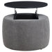 Tesoro Round Upholstered Lift Top Storage Ottoman Grey - Walo Furniture