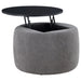 Tesoro Round Upholstered Lift Top Storage Ottoman Grey - Walo Furniture