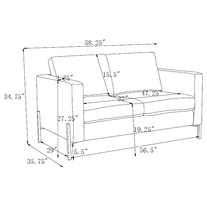 Tilly 2 - piece Upholstered Track Arm Sofa Set Oatmeal - Walo Furniture