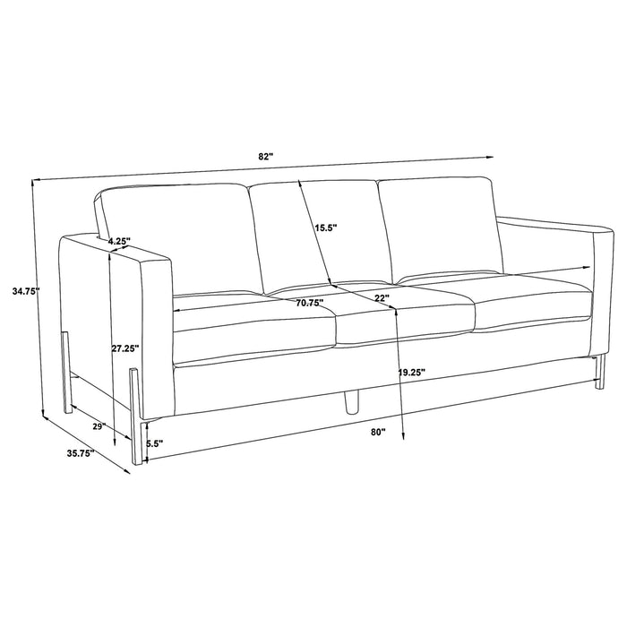 Tilly 3 - piece Upholstered Track Arm Sofa Set Oatmeal - Walo Furniture