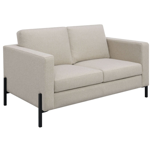 Tilly Upholstered Track Arm Loveseat Oatmeal - Walo Furniture