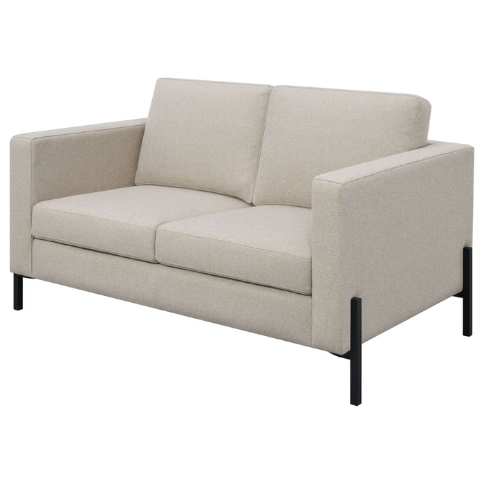 Tilly Upholstered Track Arm Loveseat Oatmeal - Walo Furniture