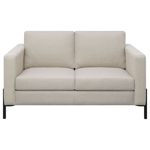 Tilly Upholstered Track Arm Loveseat Oatmeal - Walo Furniture