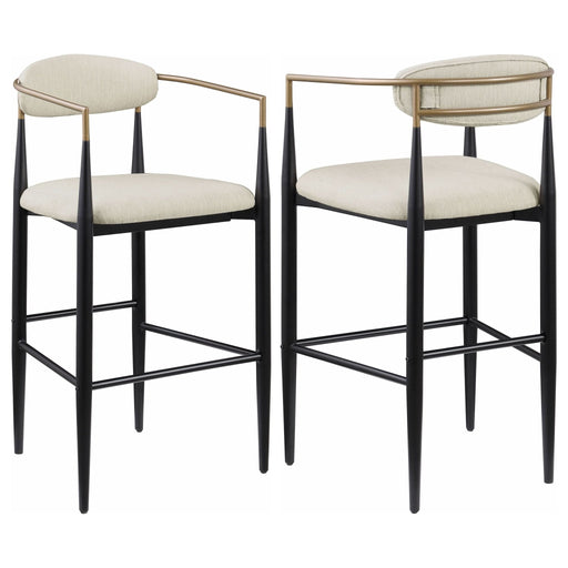 Tina Fabric Upholstered Bar Chair Beige (Set of 2) - Walo Furniture