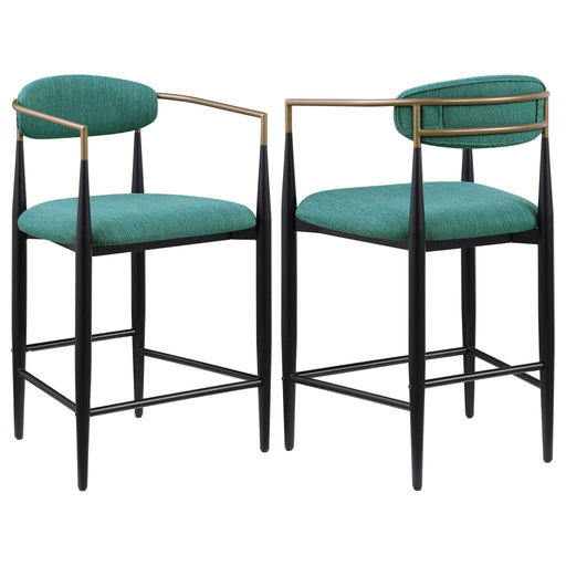 Tina Fabric Upholstered Counter Chair Green (Set of 2) - Walo Furniture