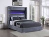 Tisdall Upholstered Eastern King Flame Visualizer Bed Grey - Walo Furniture