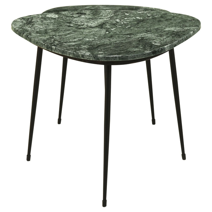 Tobias 2 - piece Triangular Marble Top Nesting Table Green - Walo Furniture