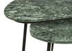 Tobias 2 - piece Triangular Marble Top Nesting Table Green - Walo Furniture