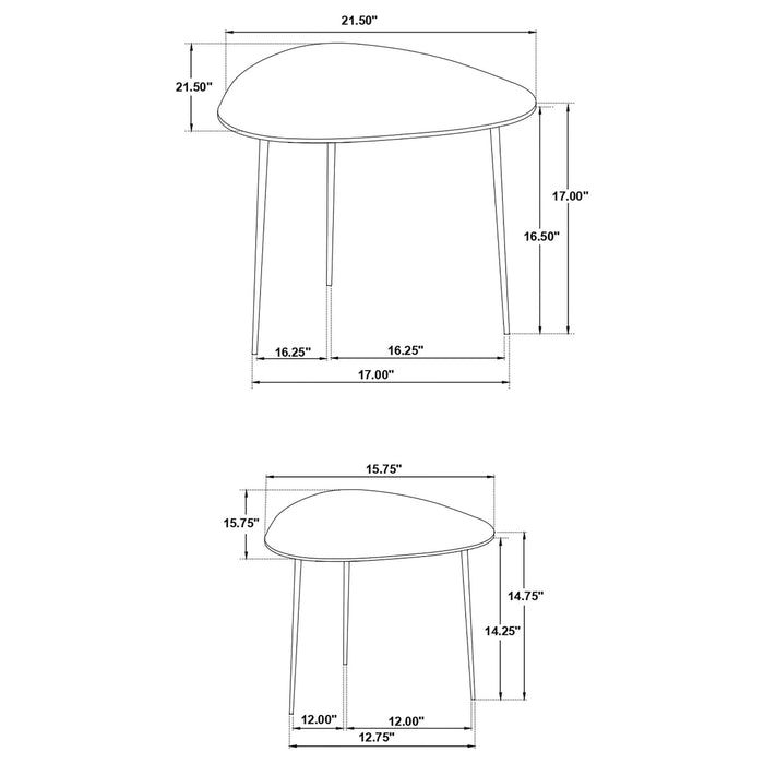 Tobias 2 - piece Triangular Marble Top Nesting Table Green - Walo Furniture