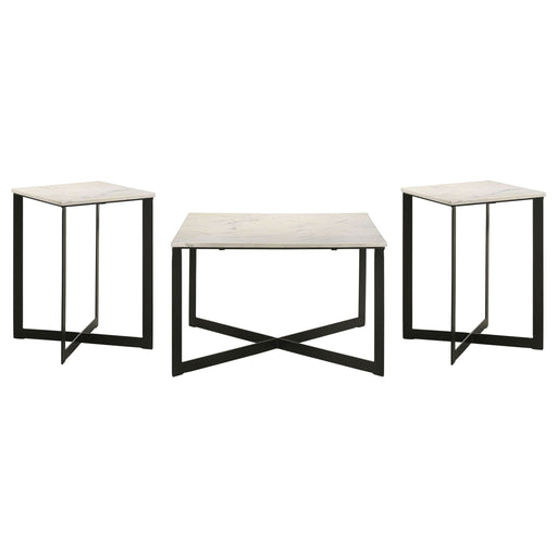 Tobin 3 - piece Marble Top Coffee and End Table Set White - Walo Furniture