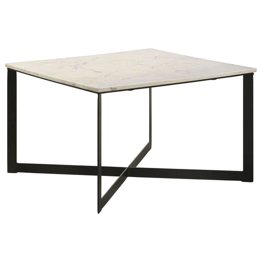 Tobin Square Marble Top Coffee Table White and Black - Walo Furniture