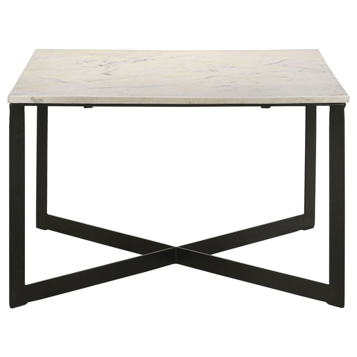 Tobin Square Marble Top Coffee Table White and Black - Walo Furniture