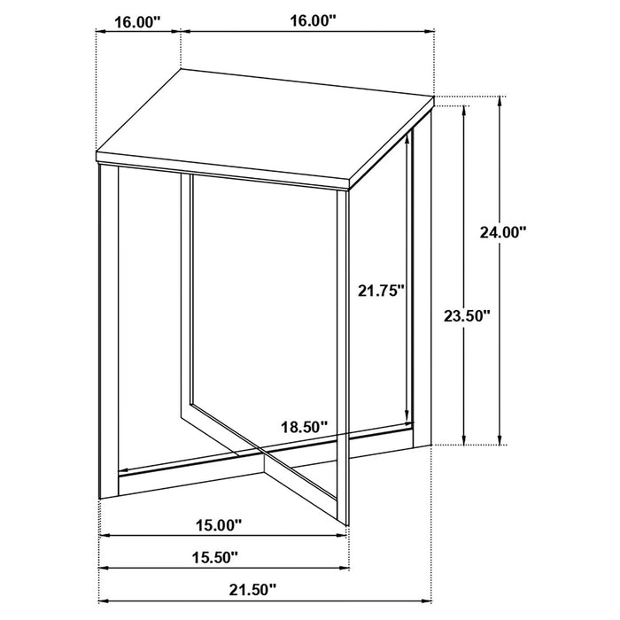 Tobin Square Marble Top End Table White and Black - Walo Furniture