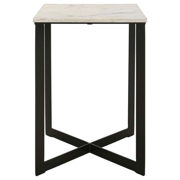 Tobin Square Marble Top End Table White and Black - Walo Furniture