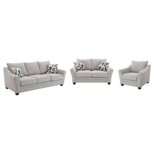 Tomkins 3 - piece Boucle Upholstered Sofa Set Light Grey - Walo Furniture