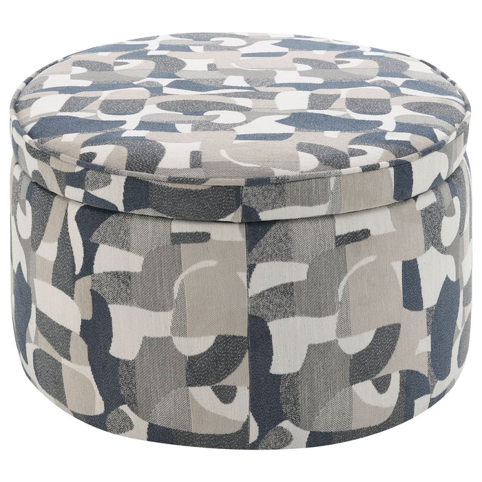 Tomkins Oval Upholstered Storage Ottoman Indigo Blue - Walo Furniture