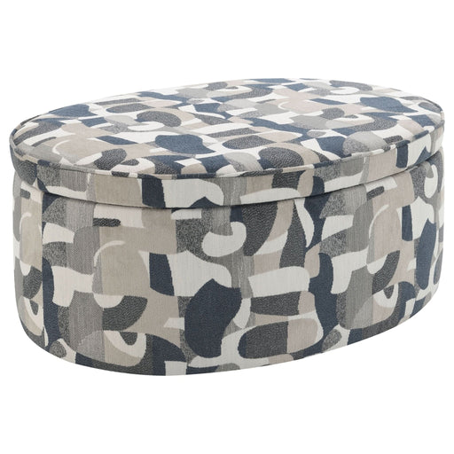 Tomkins Oval Upholstered Storage Ottoman Indigo Blue - Walo Furniture