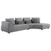 Toscano 134 - inch Upholstered Sectional Sofa Grey - Walo Furniture