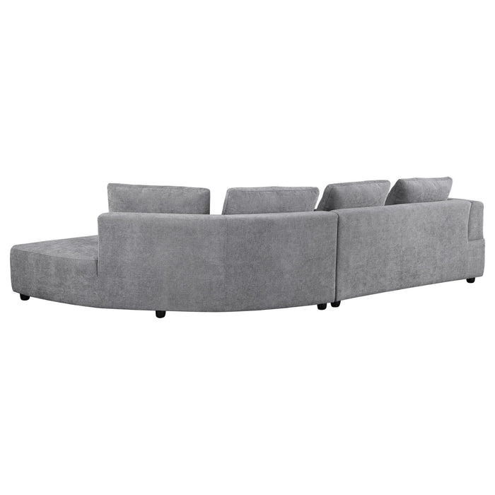 Toscano 134 - inch Upholstered Sectional Sofa Grey - Walo Furniture