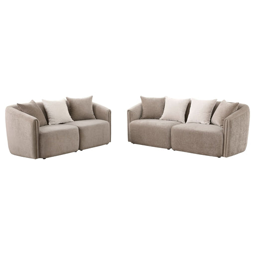 Townsend 2 - piece Chenille Upholstered Sofa Set Latte - Walo Furniture