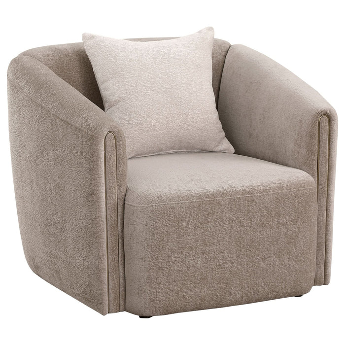 Townsend Chenille Upholstered Rolled Arm Chair Latte - Walo Furniture