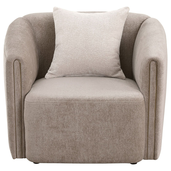 Townsend Chenille Upholstered Rolled Arm Chair Latte - Walo Furniture