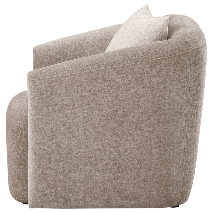 Townsend Chenille Upholstered Rolled Arm Chair Latte - Walo Furniture