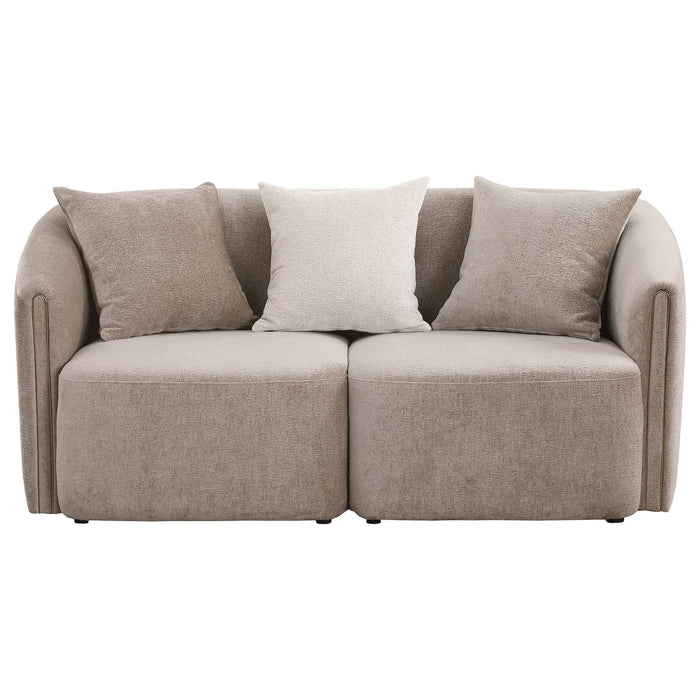 Townsend Chenille Upholstered Rolled Arm Loveseat Latte - Walo Furniture