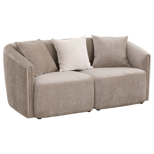 Townsend Chenille Upholstered Rolled Arm Loveseat Latte - Walo Furniture