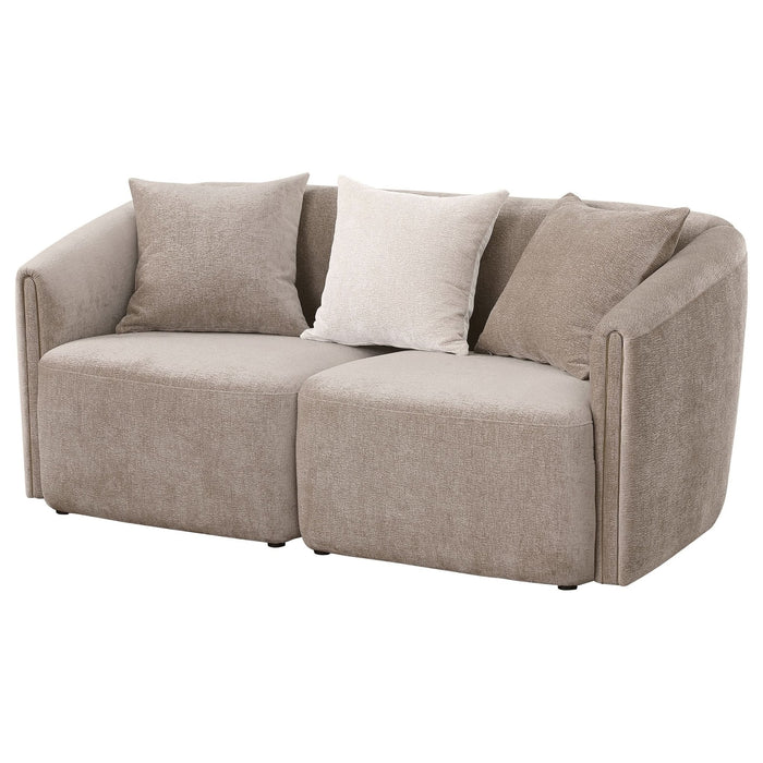 Townsend Chenille Upholstered Rolled Arm Loveseat Latte - Walo Furniture