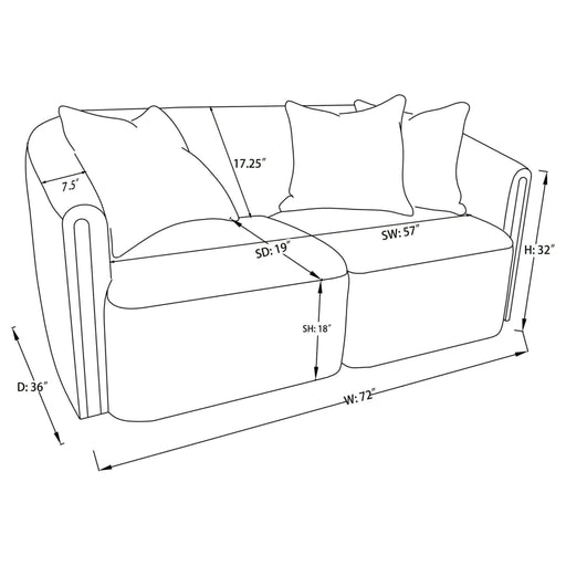 Townsend Chenille Upholstered Rolled Arm Loveseat Latte - Walo Furniture