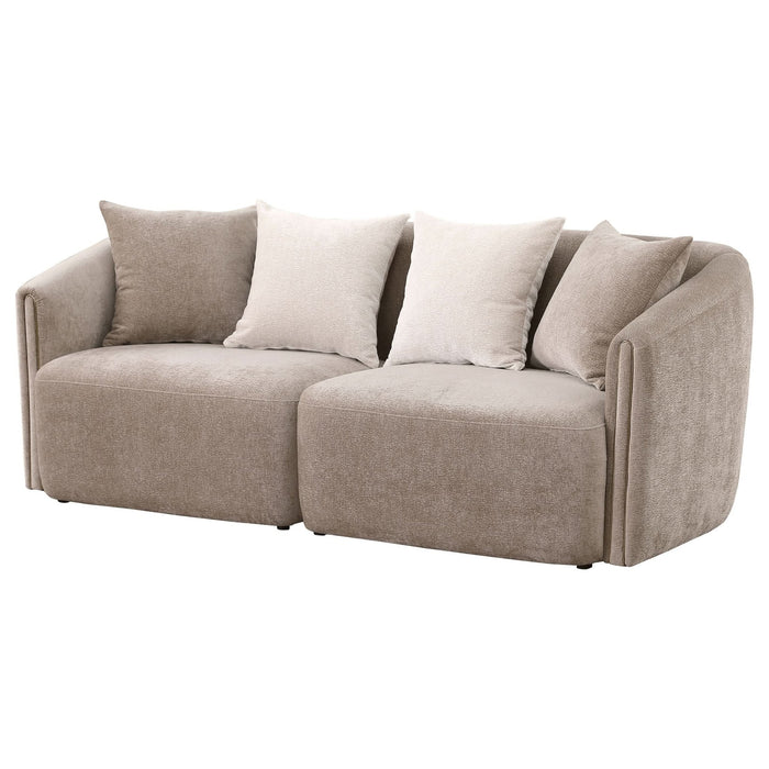 Townsend Chenille Upholstered Rolled Arm Sofa Latte - Walo Furniture