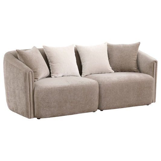 Townsend Chenille Upholstered Rolled Arm Sofa Latte - Walo Furniture