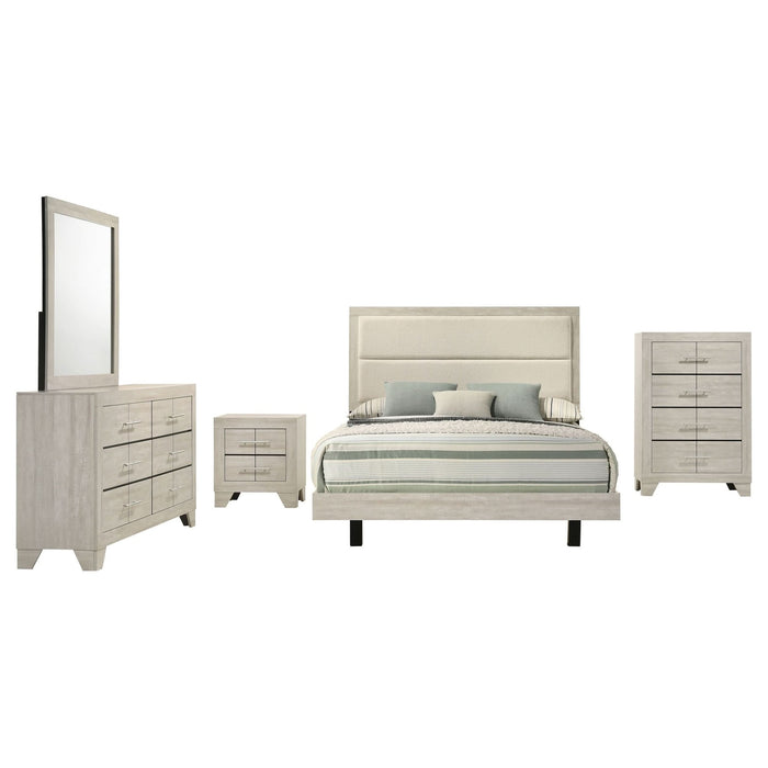 Trenton 5 - piece Eastern King Bedroom Set Rustic Cream - Walo Furniture