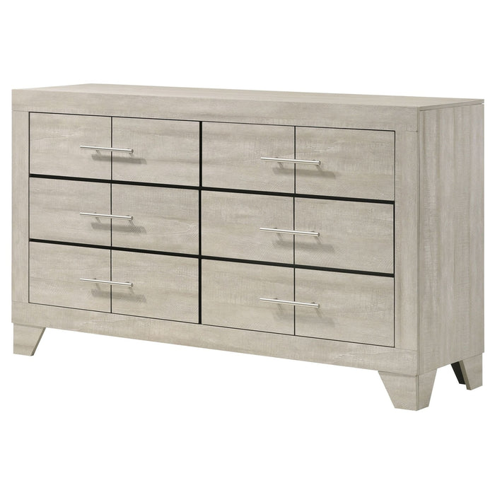 Trenton 6 - drawer Bedroom Dresser Rustic Cream - Walo Furniture