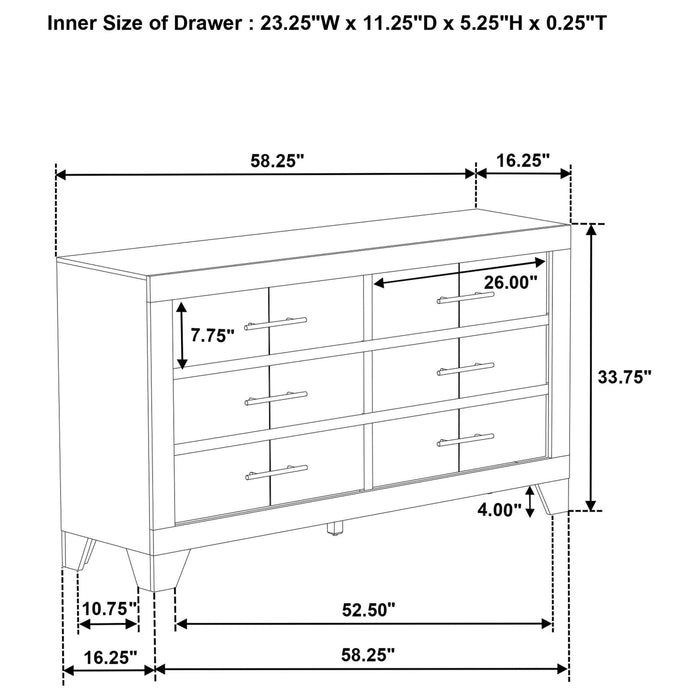 Trenton 6 - drawer Bedroom Dresser Rustic Cream - Walo Furniture