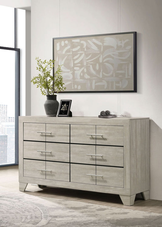 Trenton 6 - drawer Bedroom Dresser Rustic Cream - Walo Furniture