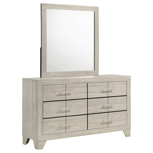 Trenton 6 - drawer Bedroom Dresser With Mirror Rustic Cream - Walo Furniture