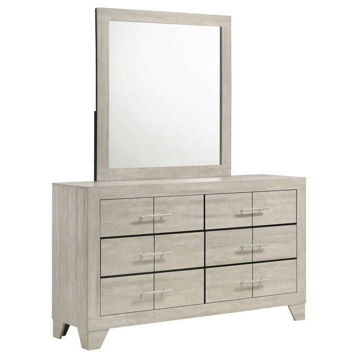 Trenton 6 - drawer Bedroom Dresser With Mirror Rustic Cream - Walo Furniture