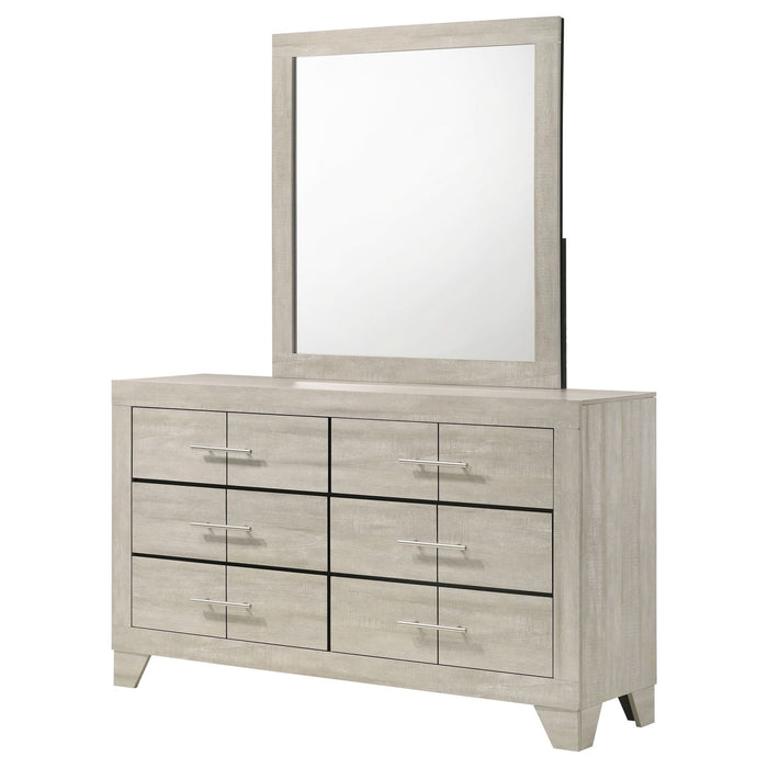 Trenton 6 - drawer Bedroom Dresser With Mirror Rustic Cream - Walo Furniture