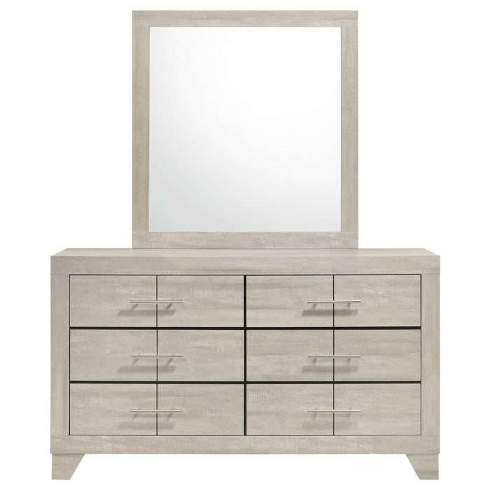 Trenton 6 - drawer Bedroom Dresser With Mirror Rustic Cream - Walo Furniture