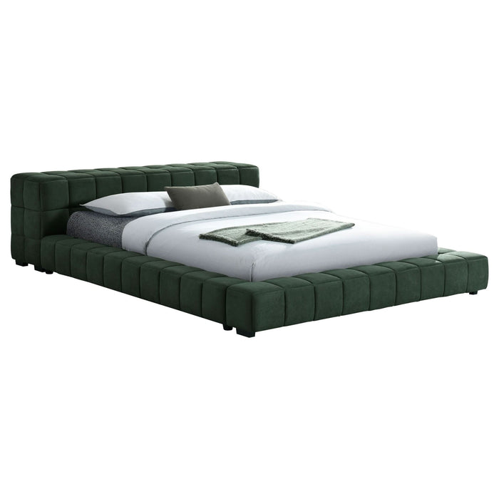 Trinity Upholstered Cal King Platform Bed Green - Walo Furniture