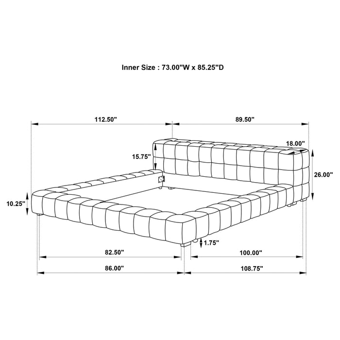 Trinity Upholstered Cal King Platform Bed Light Taupe - Walo Furniture