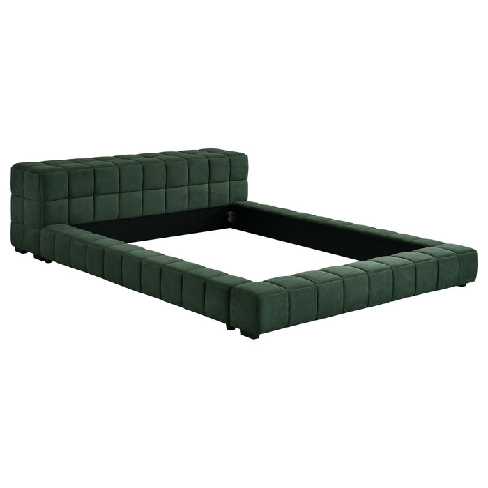 Trinity Upholstered Eastern King Platform Bed Green - Walo Furniture