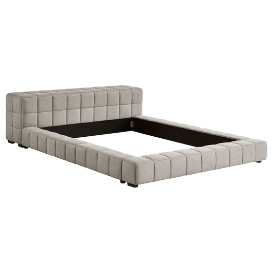 Trinity Upholstered Eastern King Platform Bed Light Taupe - Walo Furniture