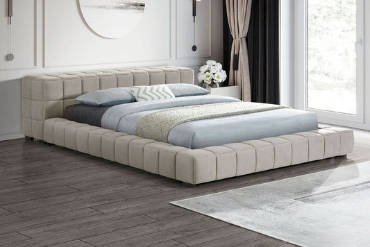 Trinity Upholstered Full Platform Bed Light Taupe - Walo Furniture