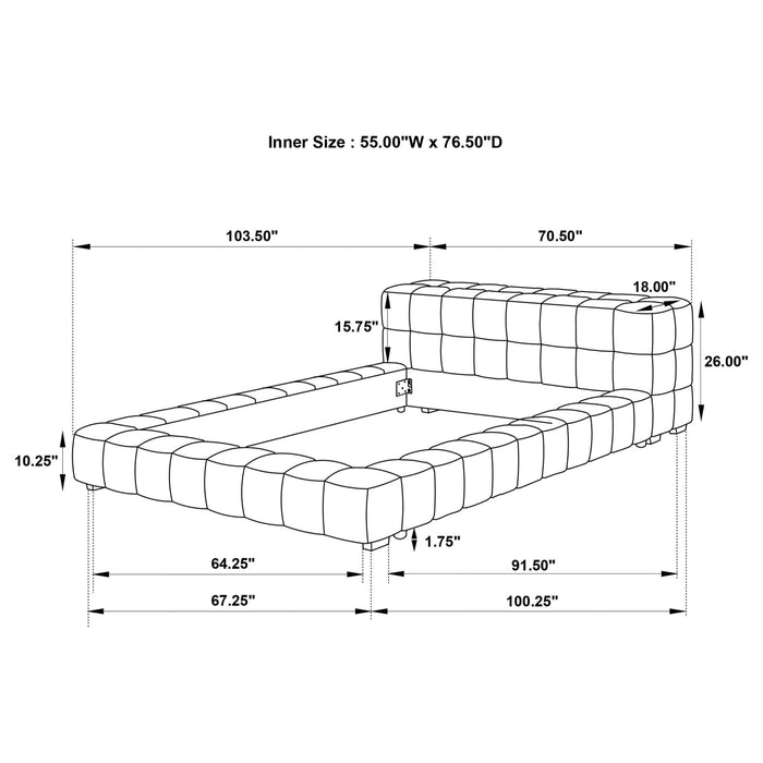 Trinity Upholstered Full Platform Bed Light Taupe - Walo Furniture