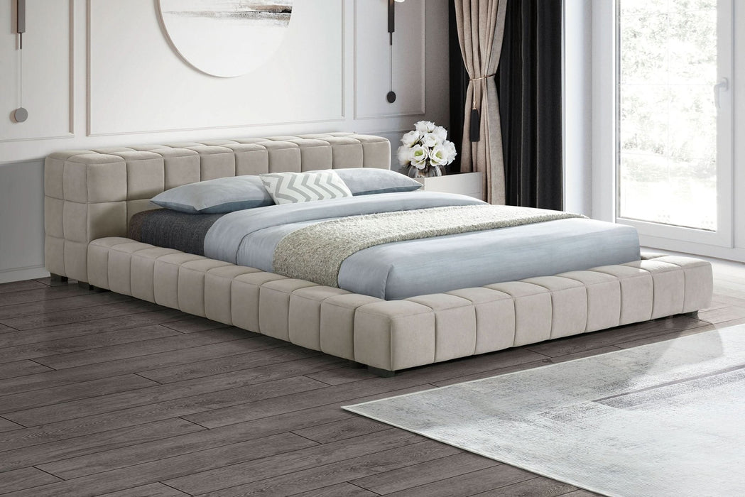 Trinity Upholstered Queen Platform Bed Light Taupe - Walo Furniture